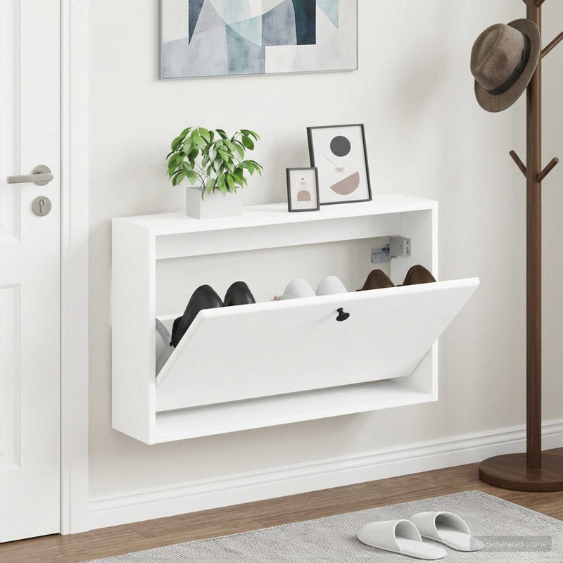 Dulap pentru pantofi montat pe perete BREDA 71 x 17 x 43 cm Alb