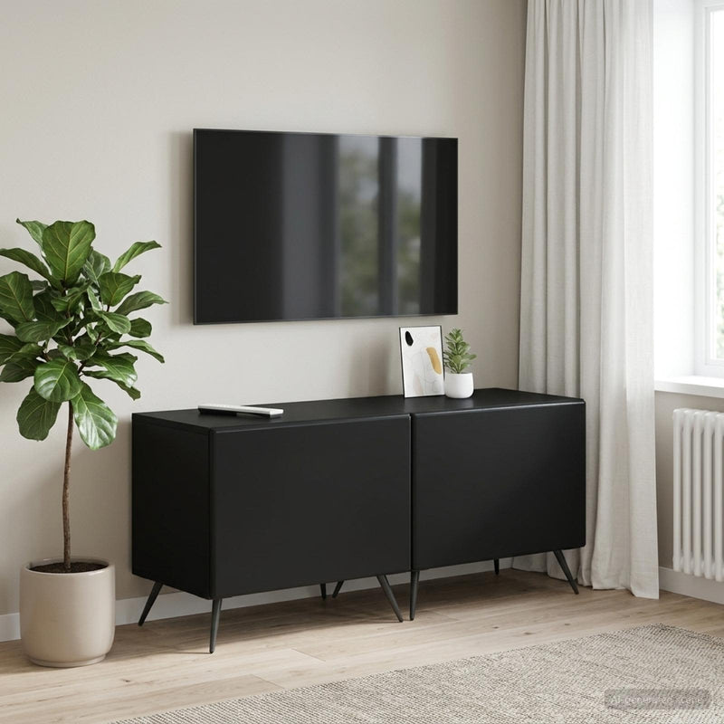 Cabinet TV Negru Lemn prelucrat
