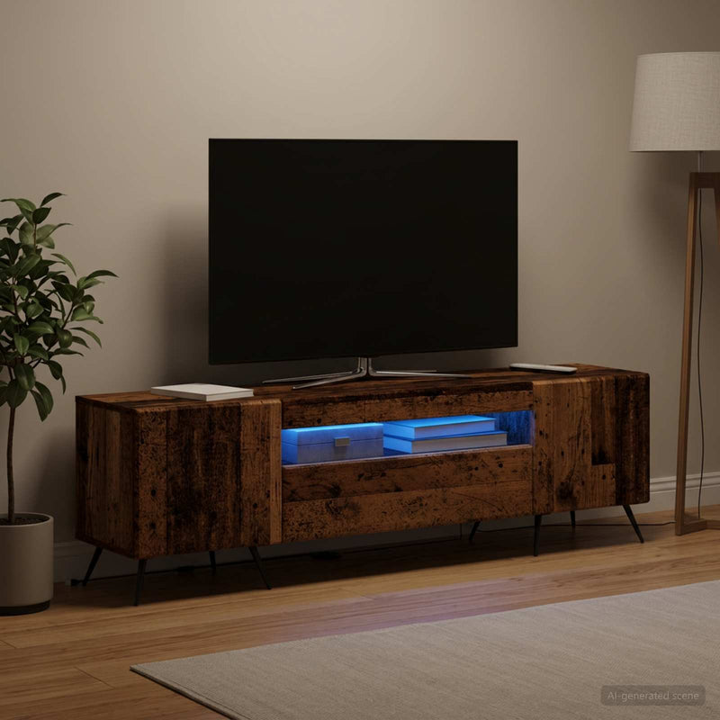 Cabinet TV cu LED Lemn vechi Lemn prelucrat