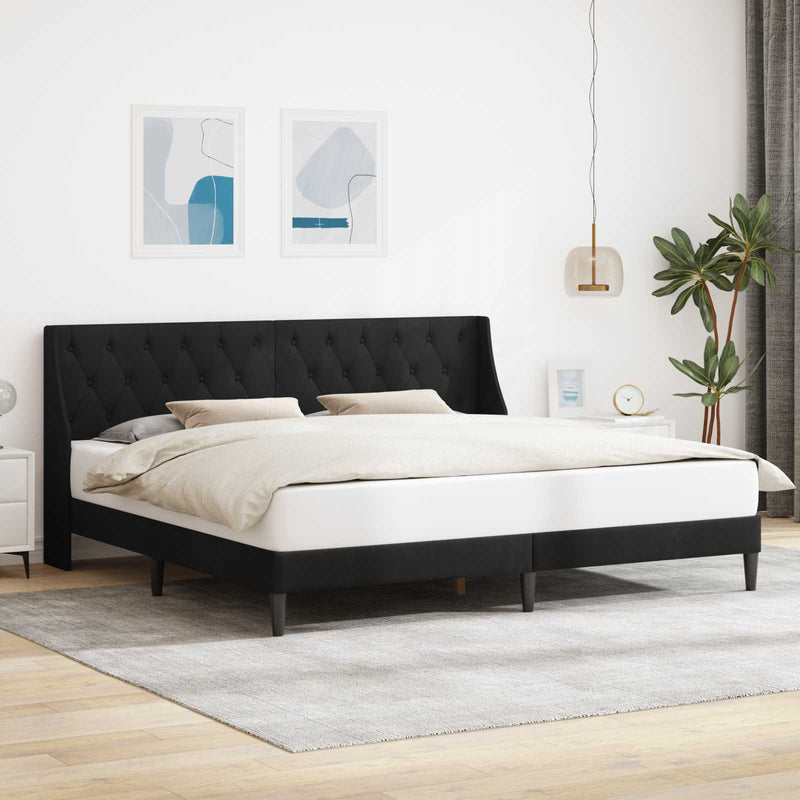 Cadru de pat cu headboard Negru 180 x 200 cm Catifea