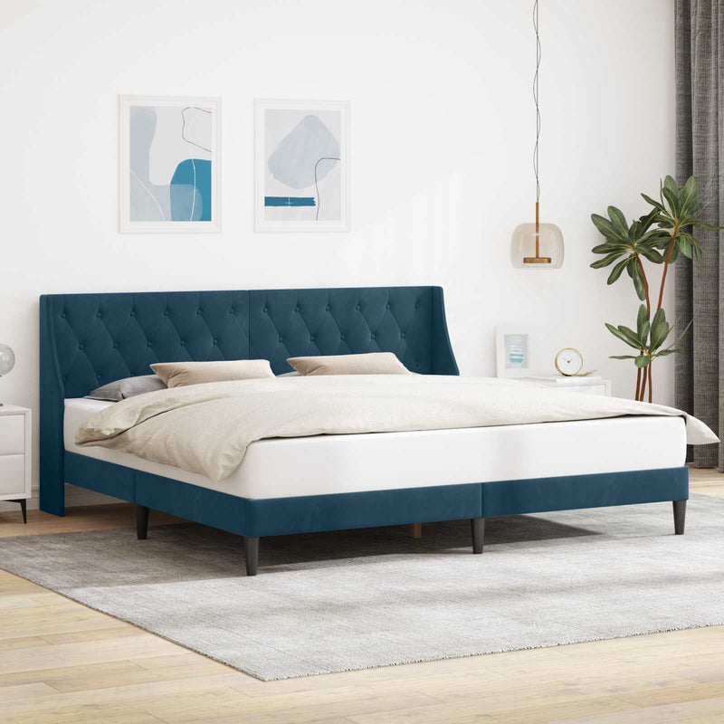 Cadru de pat cu headboard albastru 180 x 200 cm Catifea