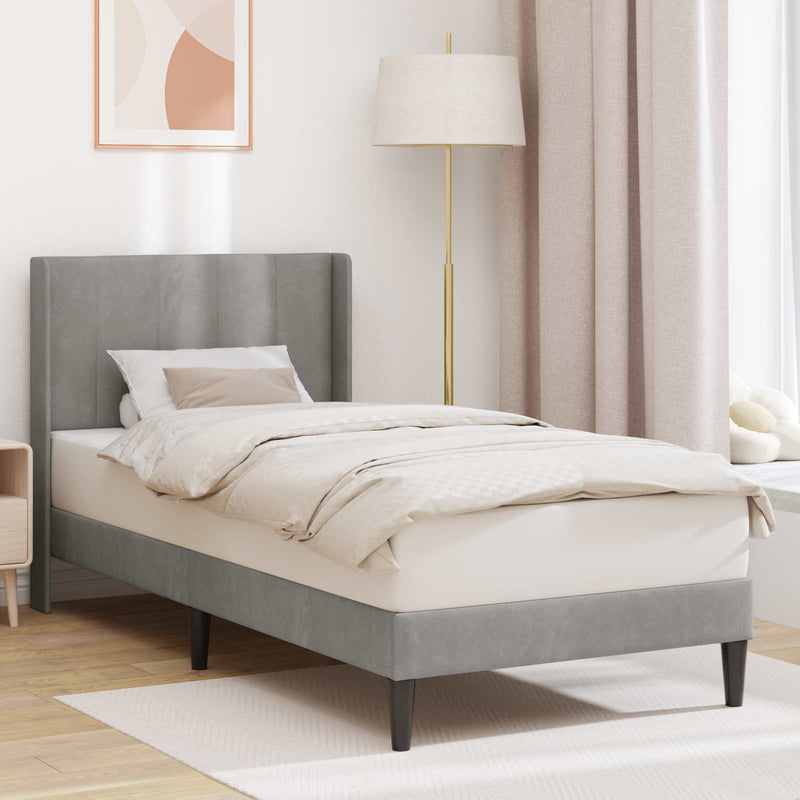 Cadru de pat cu headboard Gri deschis 80 x 200 cm Catifea