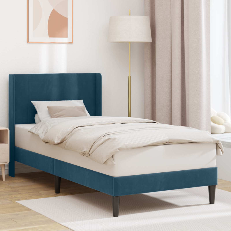Cadru de pat cu headboard albastru 80 x 200 cm Catifea