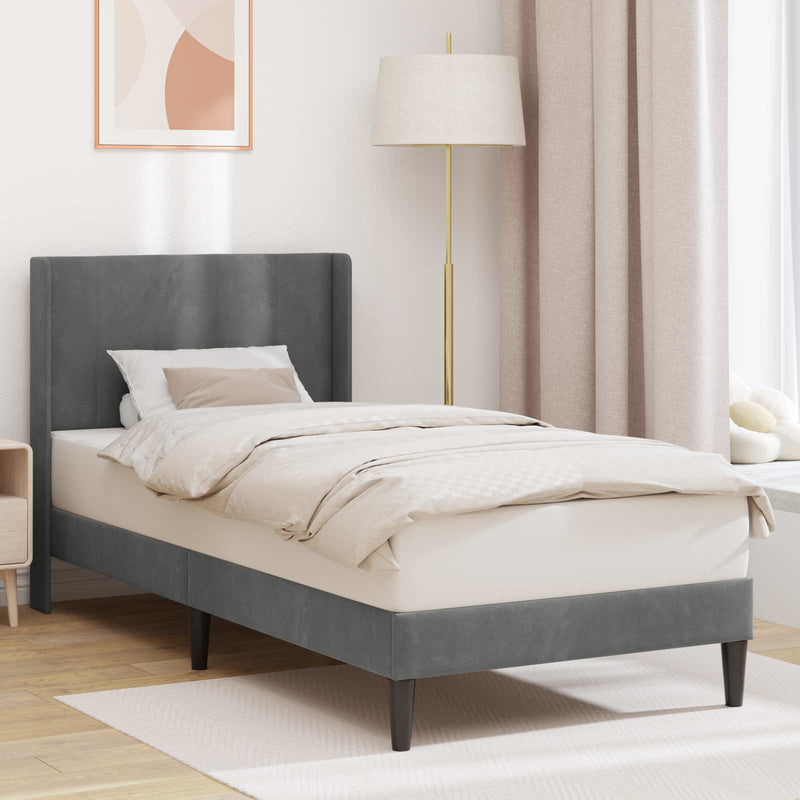 Cadru de pat cu headboard Gri închis 100 x 200 cm Catifea