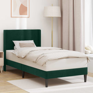 Cadru de pat cu headboard Verde închis 100 x 200 cm Catifea