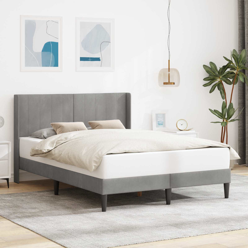 Cadru de pat cu headboard Gri deschis 140 x 200 cm Catifea