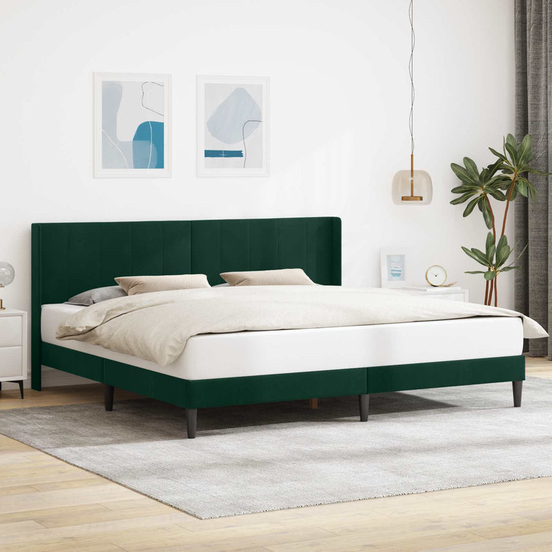 Cadru de pat cu headboard Verde închis 180 x 200 cm Catifea