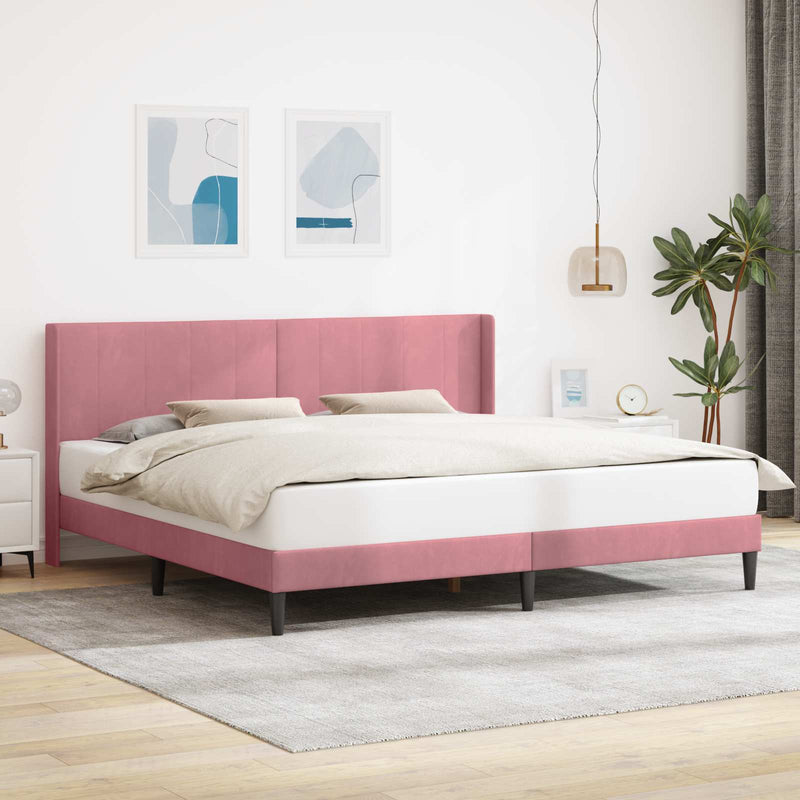 Cadru de pat cu headboard Roz 200 x 200 cm Catifea