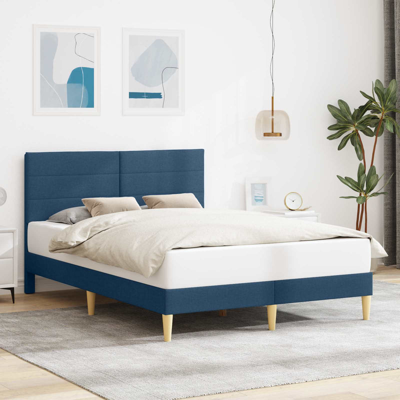 Cadru de pat cu headboard albastru 120 x 200 cm Țesătură
