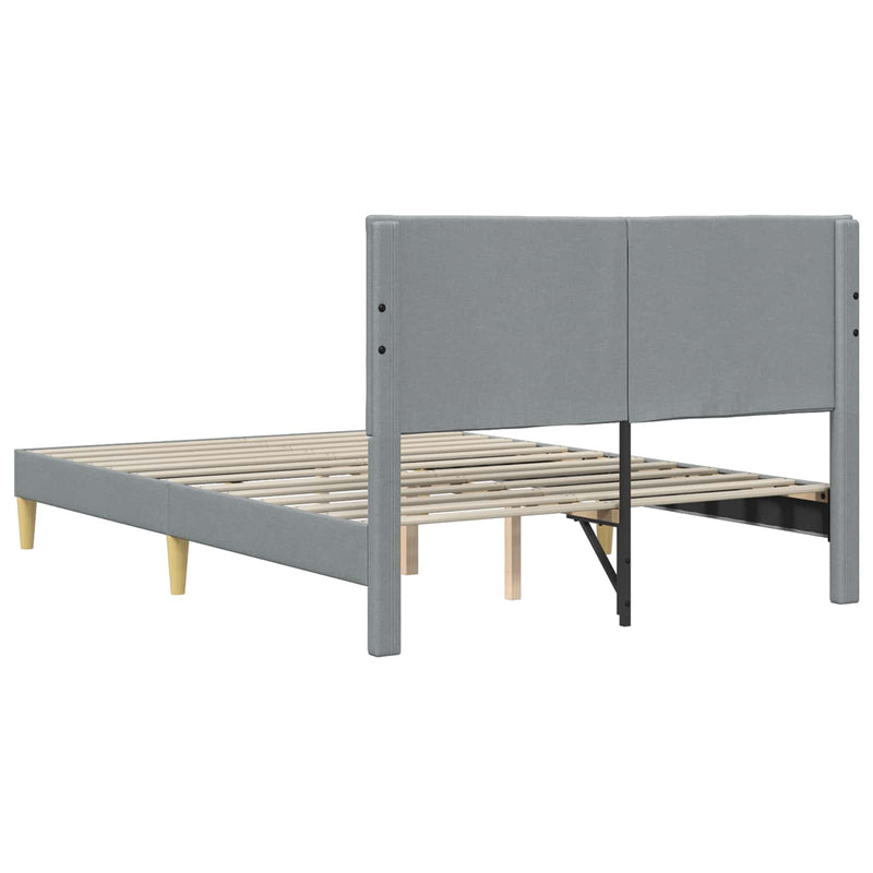 Cadru de pat cu headboard Gri deschis 140 x 190 cm Țesătură