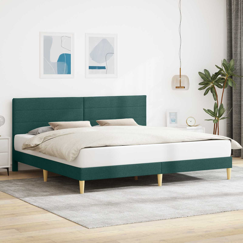Cadru de pat cu headboard Verde închis 200 x 200 cm Țesătură
