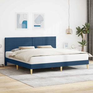 Cadru de pat cu headboard albastru 200 x 200 cm Țesătură