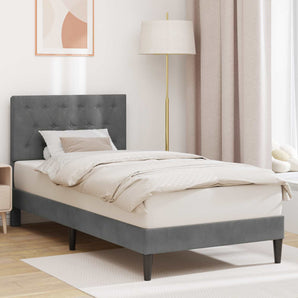 Cadru de pat cu headboard Gri închis 80 x 200 cm Catifea