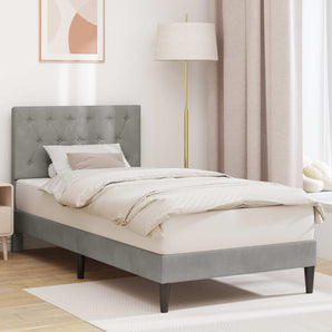 Cadru de pat cu headboard Gri deschis 90 x 190 cm Catifea