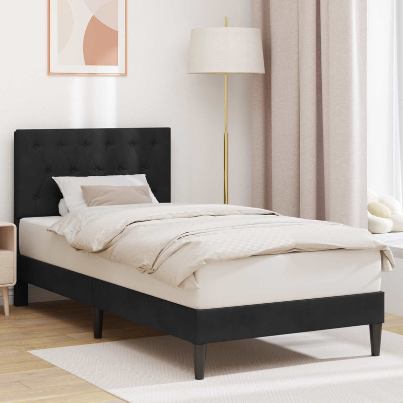 Cadru de pat cu headboard Negru 90 x 190 cm Catifea