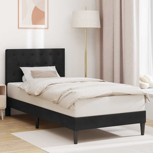 Cadru de pat cu headboard Negru 90 x 200 cm Catifea