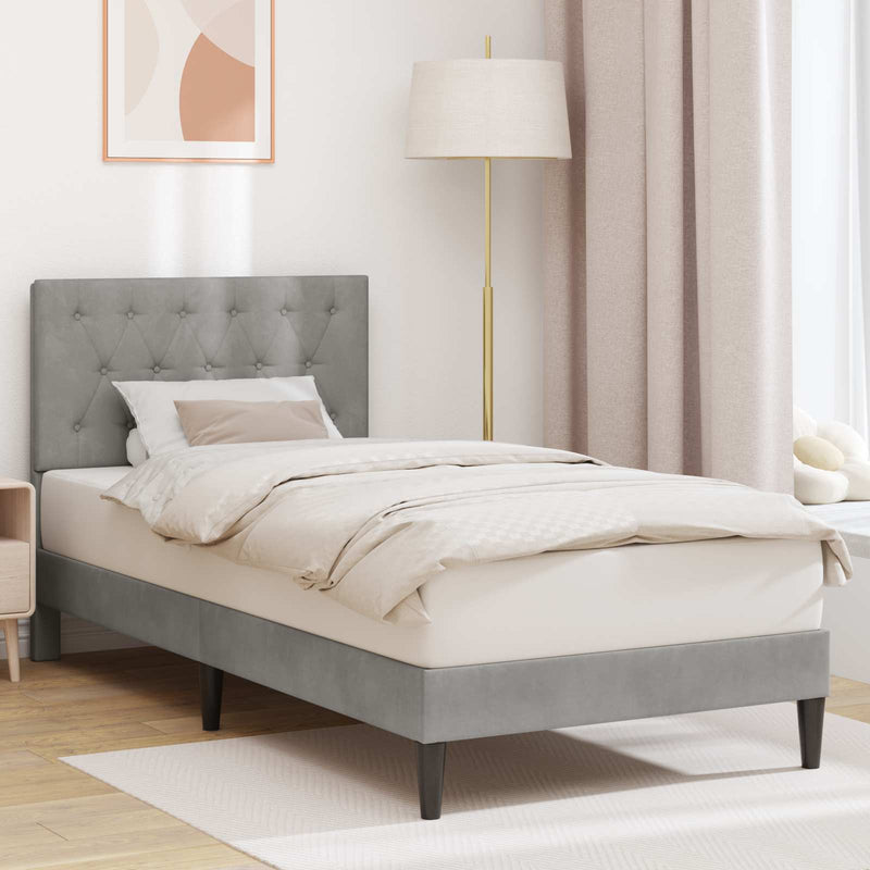 Cadru de pat cu headboard Gri deschis 100 x 200 cm Catifea