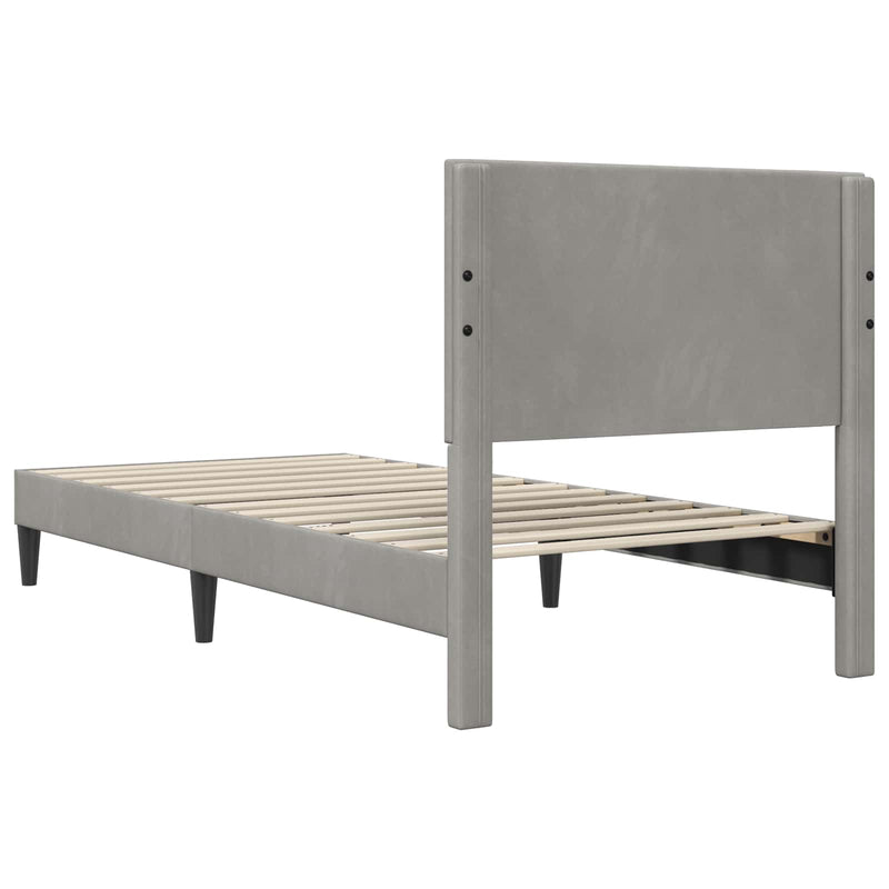 Cadru de pat cu headboard Gri deschis 100 x 200 cm Catifea