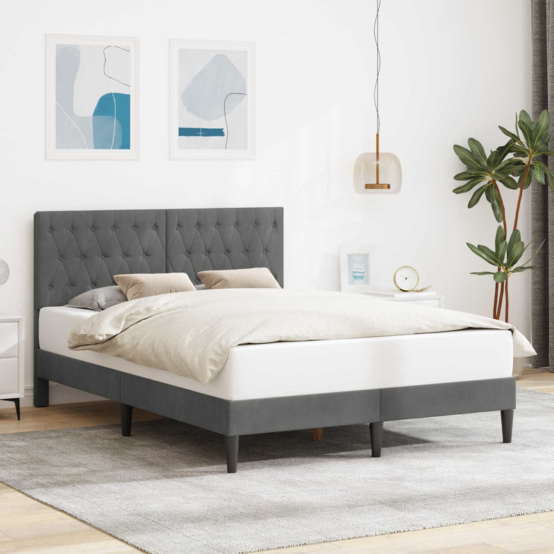 Cadru de pat cu headboard Gri închis 120 x 200 cm Catifea