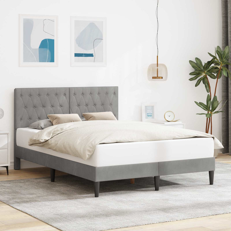 Cadru de pat cu headboard Gri deschis 160 x 200 cm Catifea