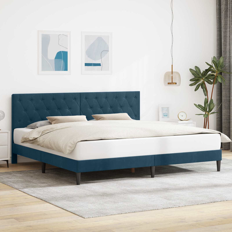 Cadru de pat cu headboard albastru 180 x 200 cm Catifea