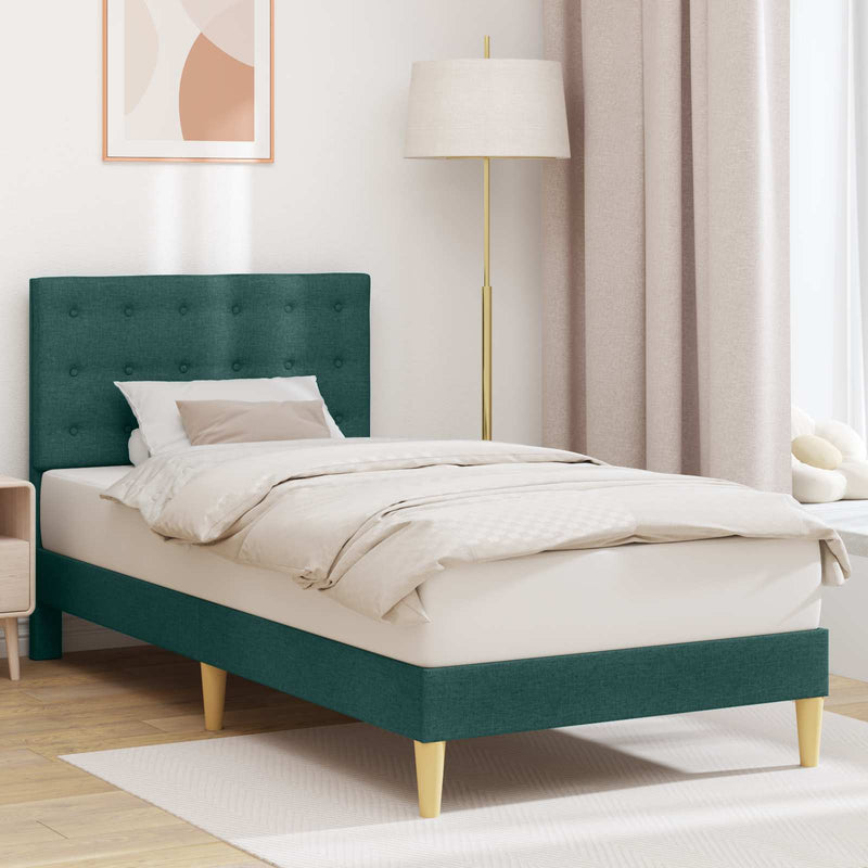 Cadru de pat cu headboard Verde închis 90 x 200 cm Țesătură