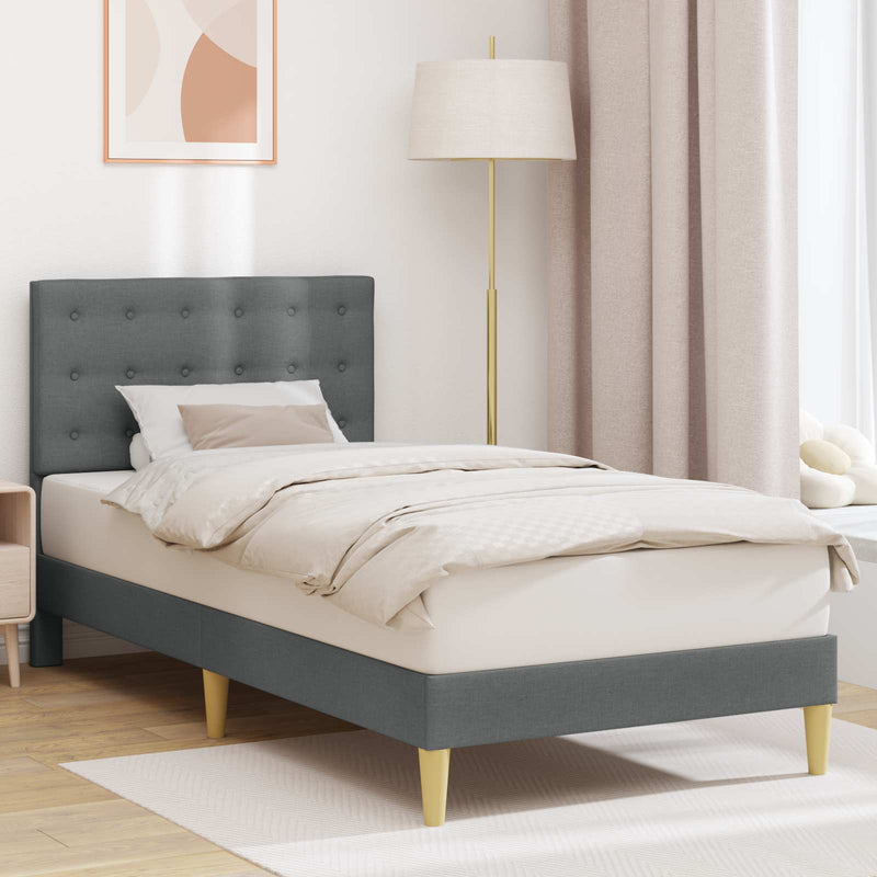 Cadru de pat cu headboard Gri închis 100 x 200 cm Țesătură