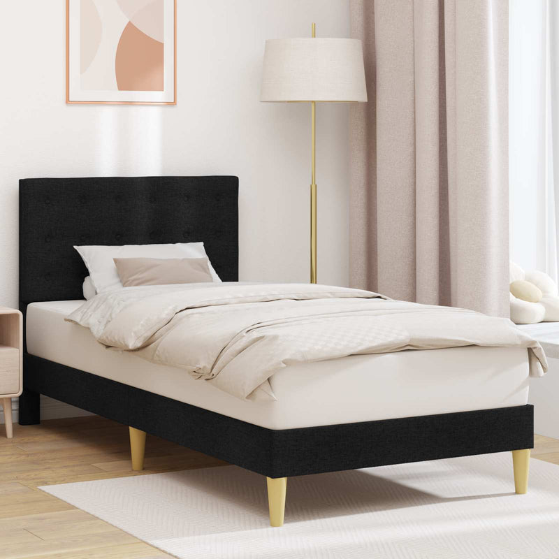 Cadru de pat cu headboard Negru 100 x 200 cm Țesătură