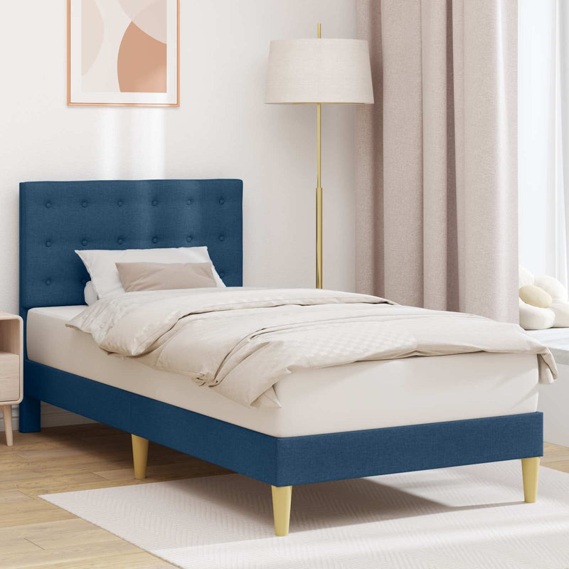 Cadru de pat cu headboard albastru 100 x 200 cm Țesătură