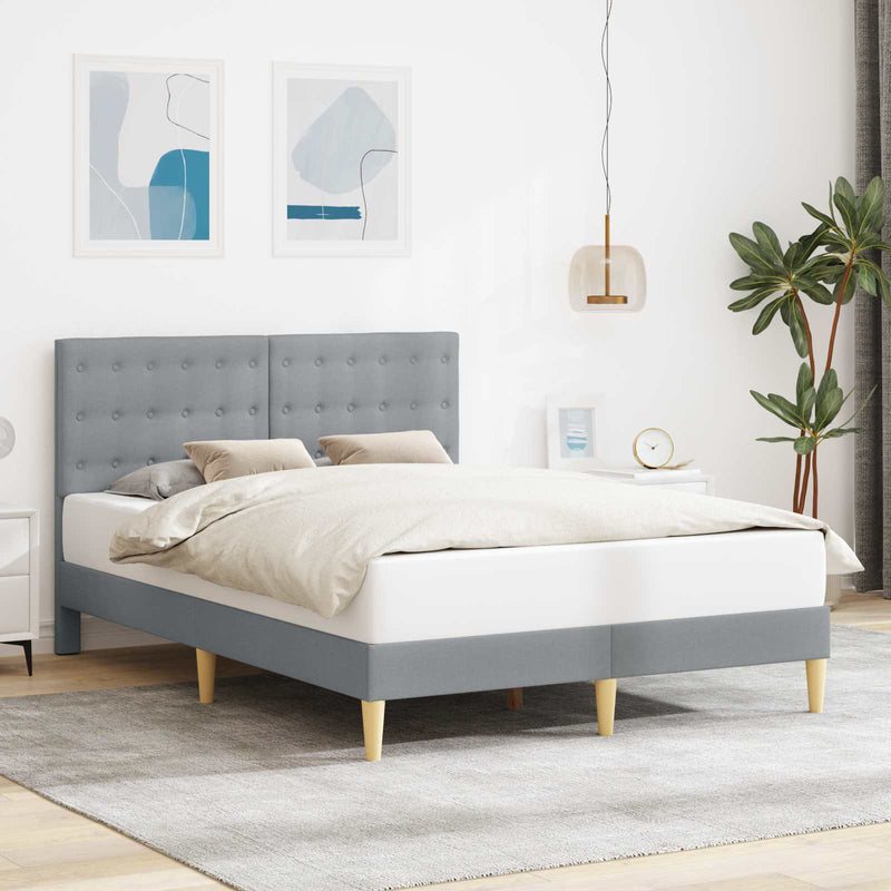 Cadru de pat cu headboard Gri deschis 120 x 190 cm Țesătură