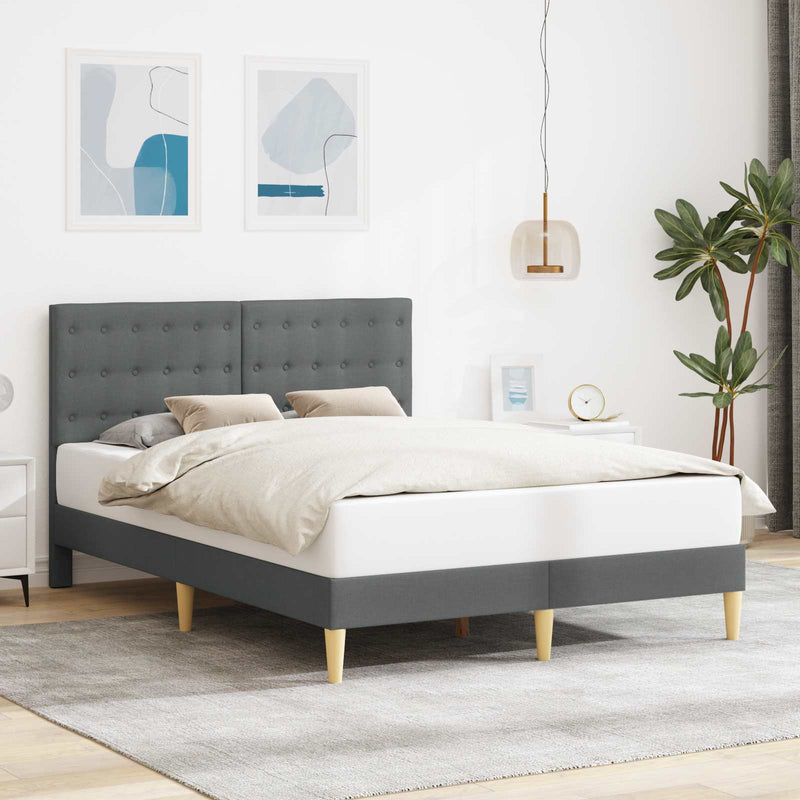 Cadru de pat cu headboard Gri închis 140 x 190 cm Țesătură