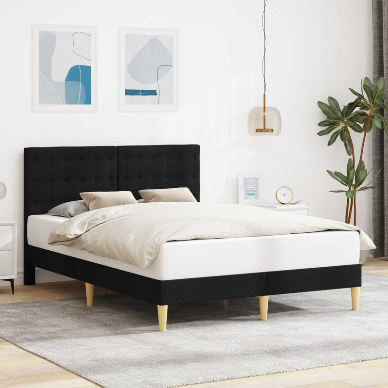Cadru de pat cu headboard Negru 140 x 190 cm Țesătură