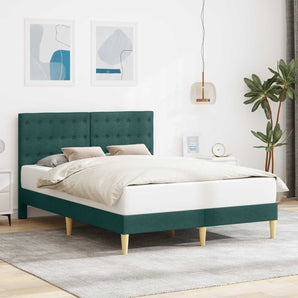 Cadru de pat cu headboard Verde închis 160 x 200 cm Țesătură