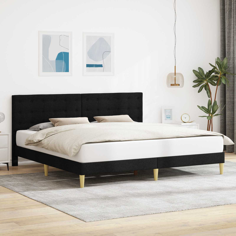Cadru de pat cu headboard Negru 180 x 200 cm Țesătură