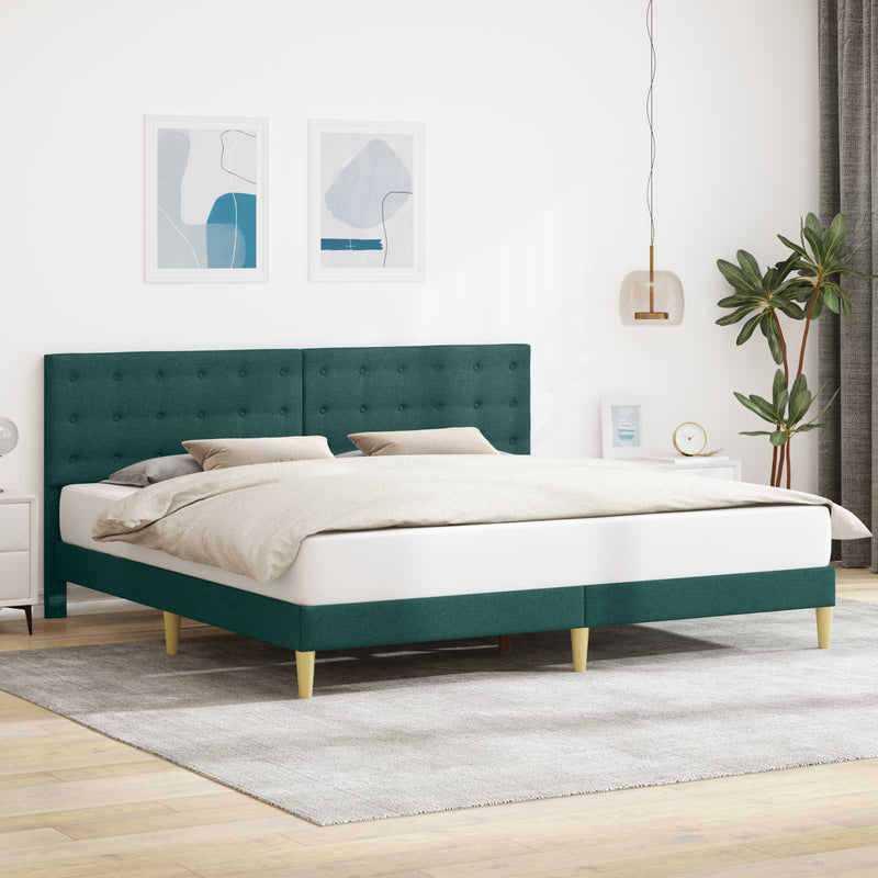 Cadru de pat cu headboard Verde închis 180 x 200 cm Țesătură