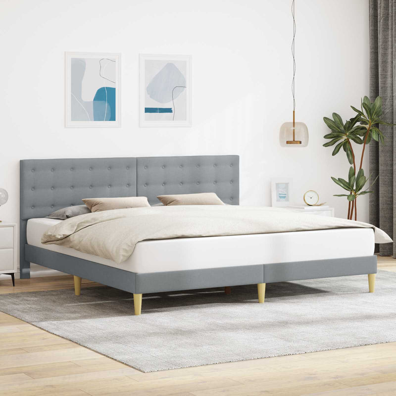 Cadru de pat cu headboard Gri deschis 200 x 200 cm Țesătură