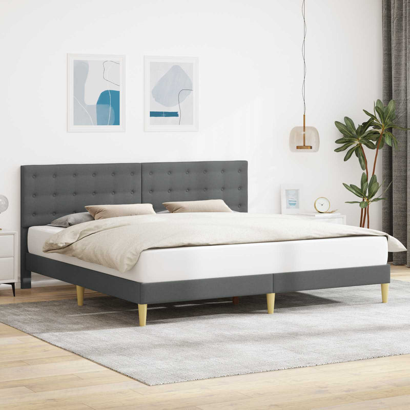 Cadru de pat cu headboard Gri închis 200 x 200 cm Țesătură