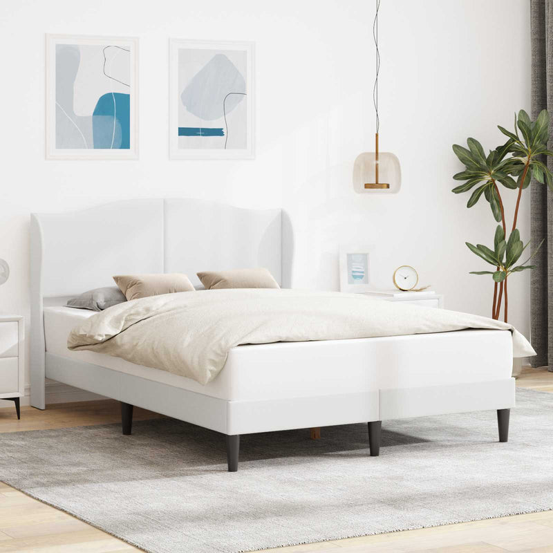Cadru de pat cu headboard Alb 120 x 200 cm Piele artificială
