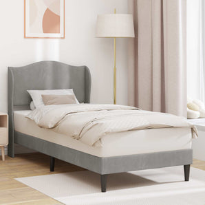 Cadru de pat cu headboard Gri deschis 100 x 200 cm Catifea