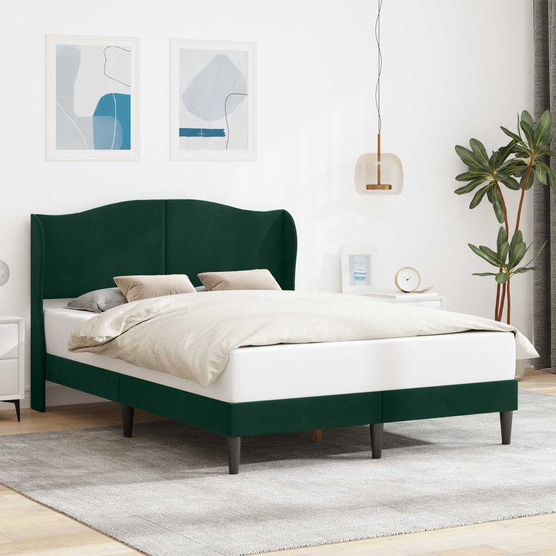Cadru de pat cu headboard Verde închis 140 x 190 cm Catifea