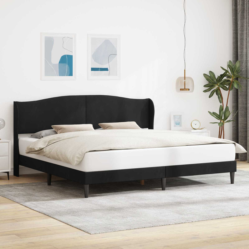 Cadru de pat cu headboard Negru 180 x 200 cm Catifea