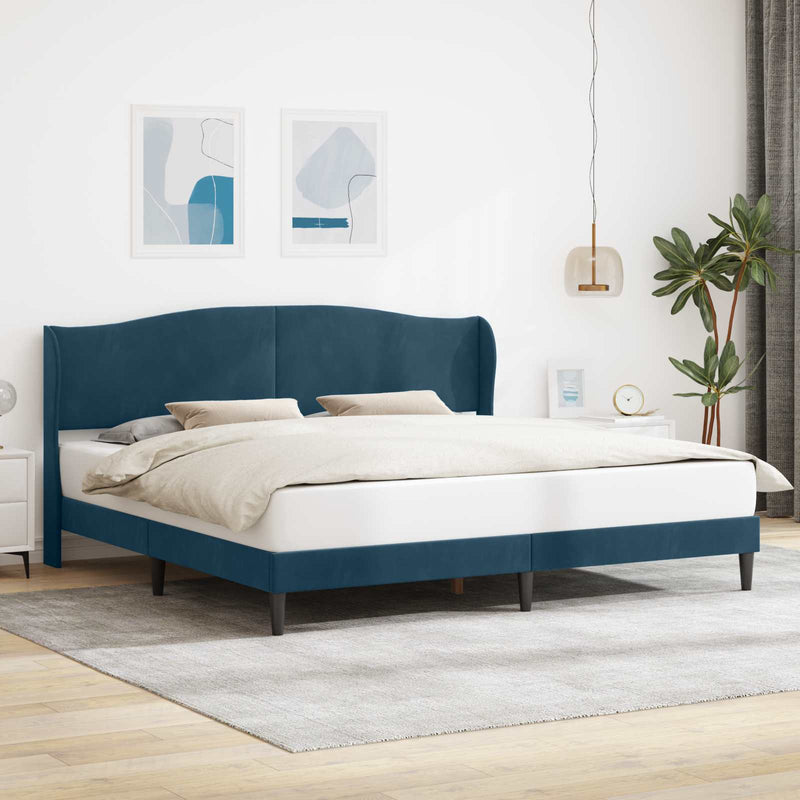Cadru de pat cu headboard albastru 180 x 200 cm Catifea