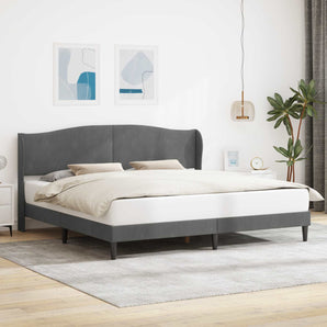 Cadru de pat cu headboard Gri închis 200 x 200 cm Catifea