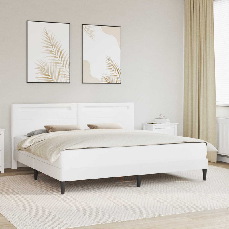 Cadru de pat cu benzi LED Alb 180 x 200 cm Piele artificială