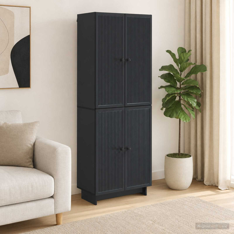 Set de Dulapuri 2 buc. Negru Lemn prelucrat