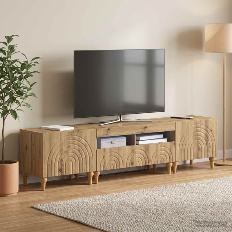 Set de 3 piese pentru TV cu LED Stejar Artizanal Lemn prelucrat
