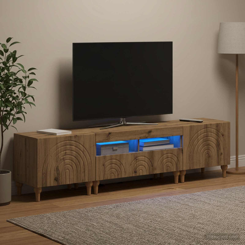 Set de 3 piese pentru TV cu LED Stejar Artizanal Lemn prelucrat