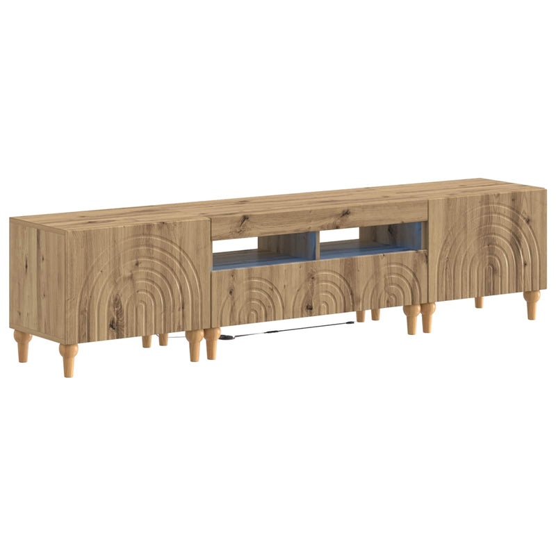Set de 3 piese pentru TV cu LED Stejar Artizanal Lemn prelucrat