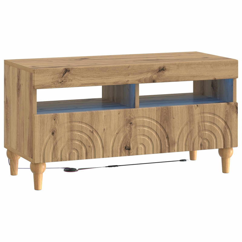 Set de 3 piese pentru TV cu LED Stejar Artizanal Lemn prelucrat