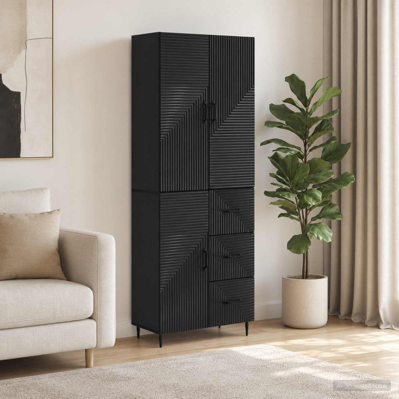 Set de Dulapuri 2 buc. Negru Lemn prelucrat